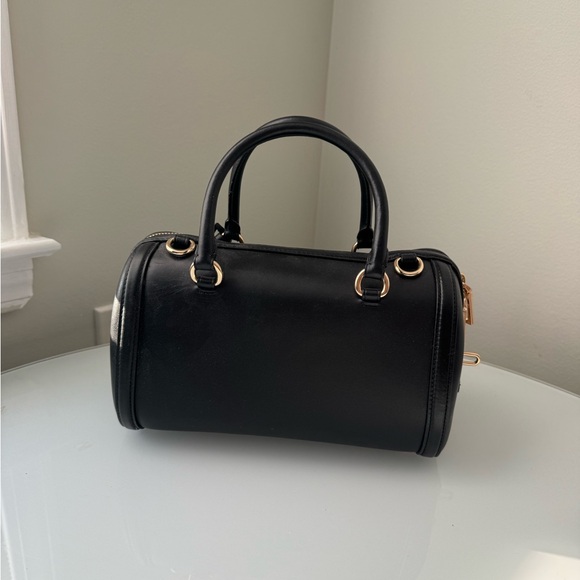 Coach Black Boston Bag Satchel with Gold Accents Turnlock / kisslock + key charm - Picture 8 of 14